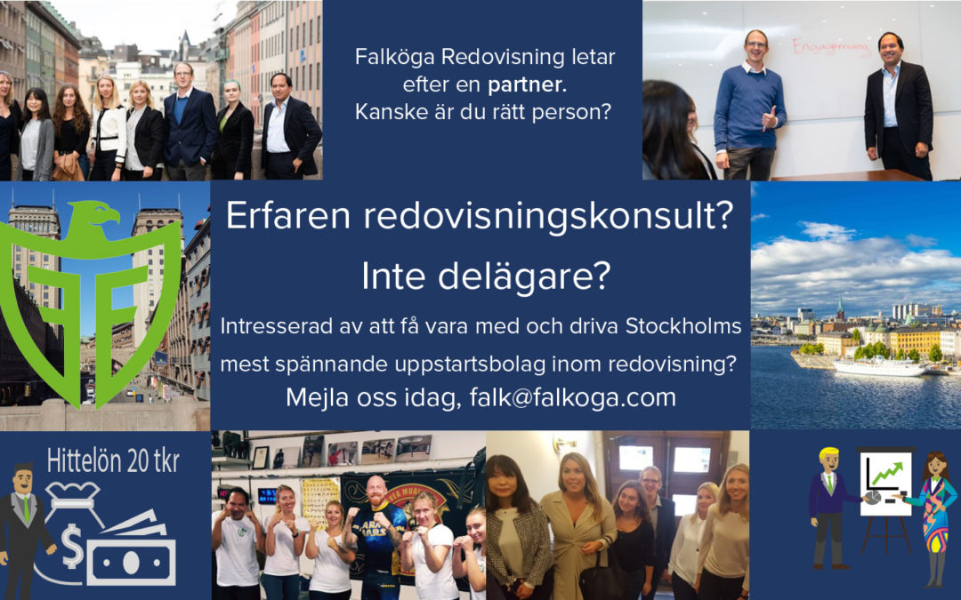 Falköga Redovisning söker en redovisningskonsult som har erfarenhet som gruppledare och som vill gå in som delägare i Falköga Redovisning.